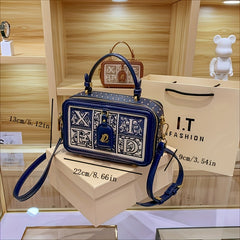 Vintage Embossed Crossbody Bag Embroidered Shoulder Handbag