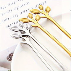 1pc Stainless Steel Branch Spoon Leaf Spoon Stainless Steel Fork Fruit Fork Cake