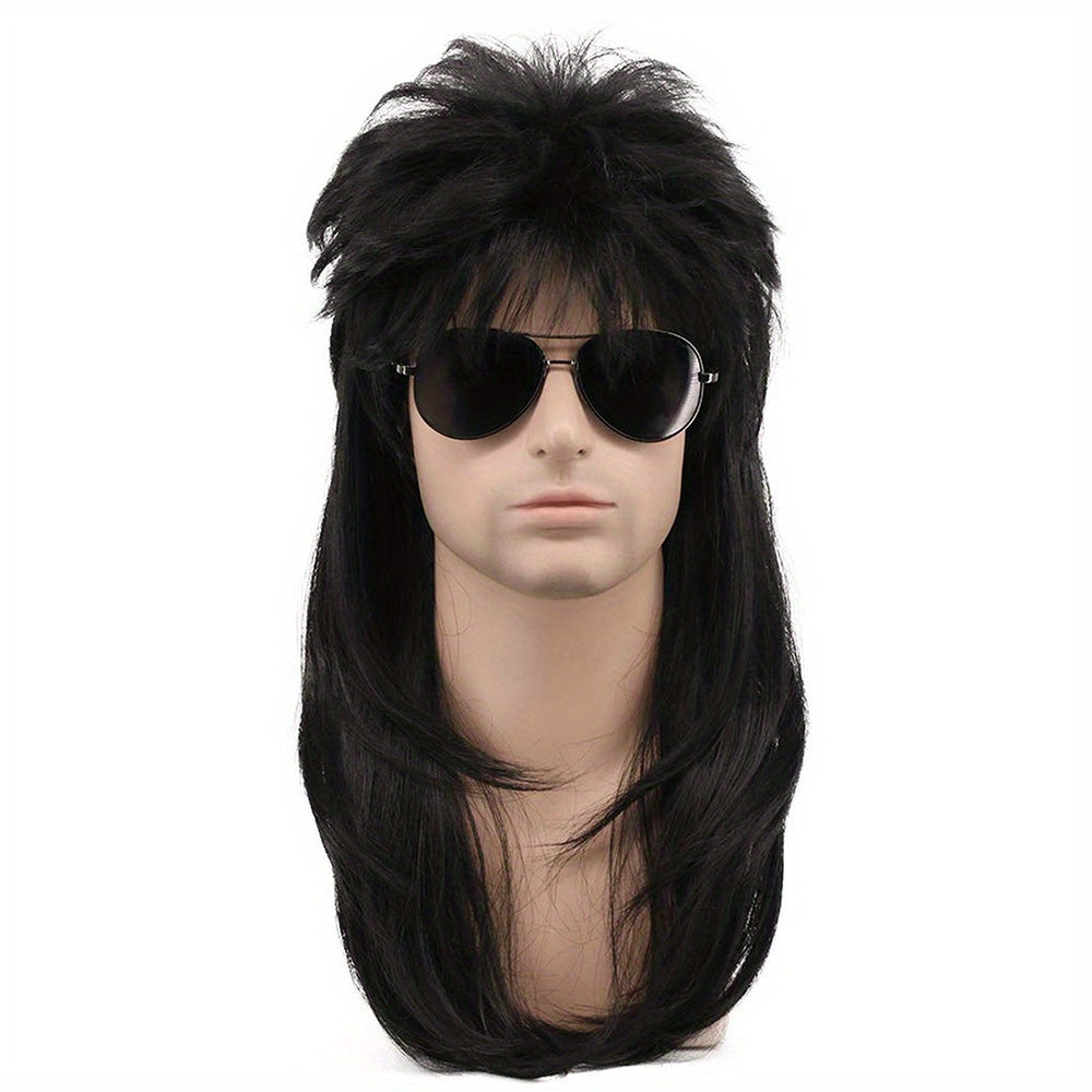 Men's Long Curly Hair Rock Costume Party Halloween Wig