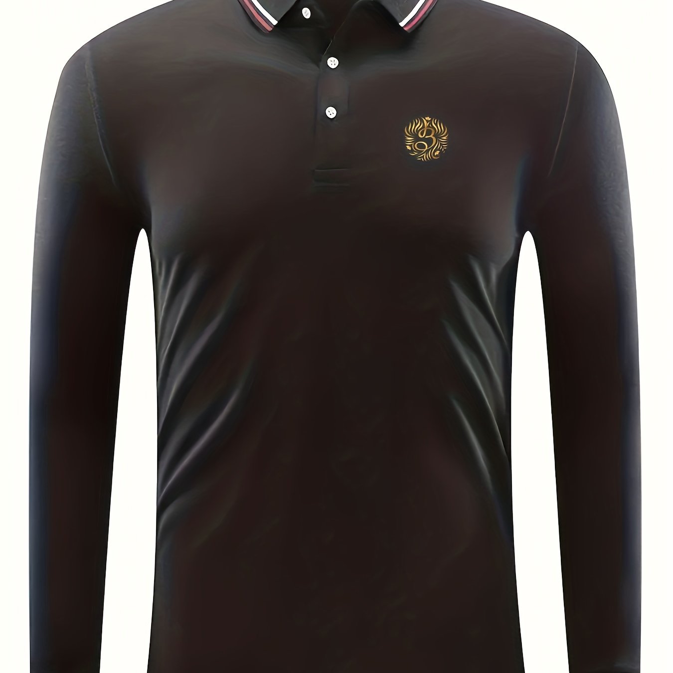 Symbol Print Men's Casual Long Sleeve Polo Shirt