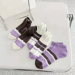 6 Pairs Striped Low Cut Socks Women's Stockings & Hosiery