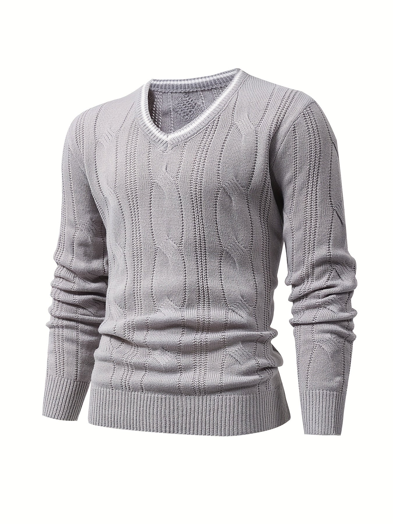 Stretch Knit V Neck Pullover Sweater for Men