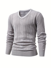 Stretch Knit V Neck Pullover Sweater for Men