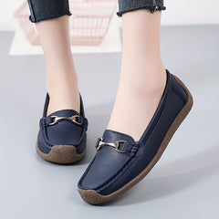 Women's Buckle Decor Flat Loafers Casual Slip On Shoes