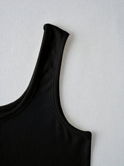 Women's Ribbed Racerback Cropped Sports Tank Top Sleeveless