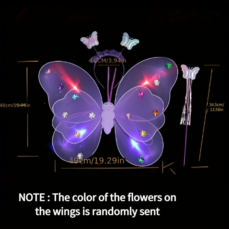 LED Children Costume Props Girls Skirts Luminous Wing Set