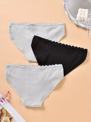 3 Pack Plus Size Ribbed Paisley Lace Briefs Set