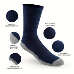 ACEFINE 12-Pair Men's Crew Socks Breathable Athletic Casual Block Socks