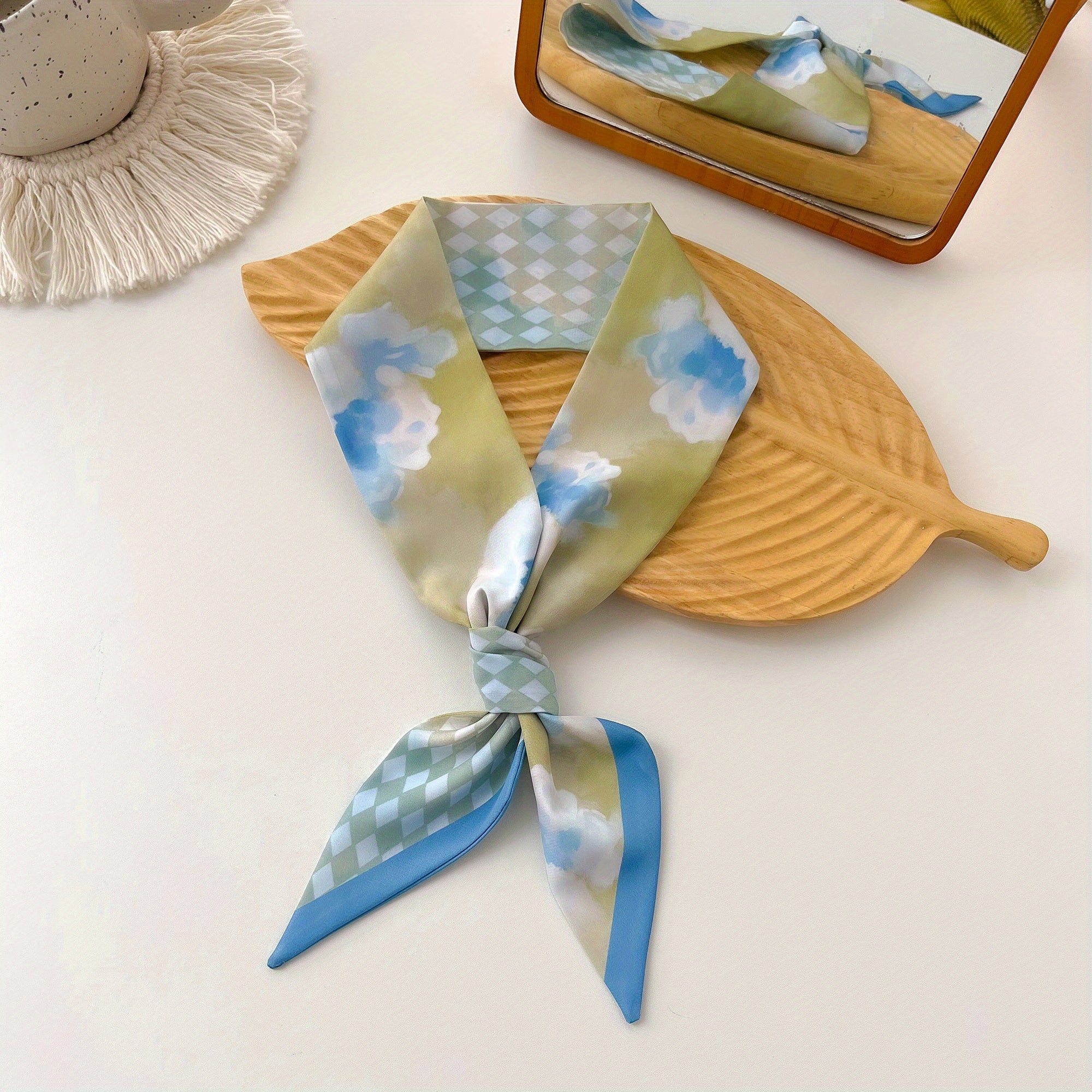 Tie Dye Skinny Scarf Long Neckerchief Twilly Scarf Headband Hair Accessori