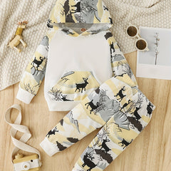 Toddler Baby Boys Deer Printed Hoodie and Pants Christmas Outfits