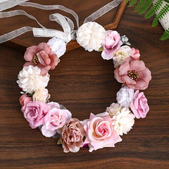 Girls Flower Wreath Headband Princess Hair Accessory for Beach Vacation