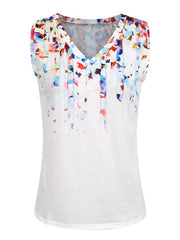 Women's V-Neck Floral Print Sleeveless Cami Top