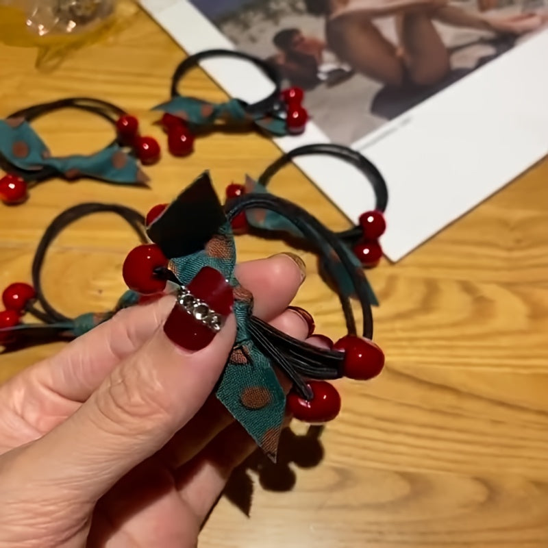 5pcs Cherry Hair Tie Ponytail Holders for Girls