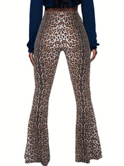 Leopard Print Flare Leg High Waist Pants