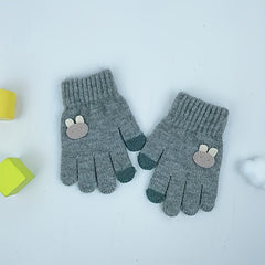 Kids' Winter Ski & Cycling Gloves Coldproof Rabbit Cartoon Knitted Gloves, Ages