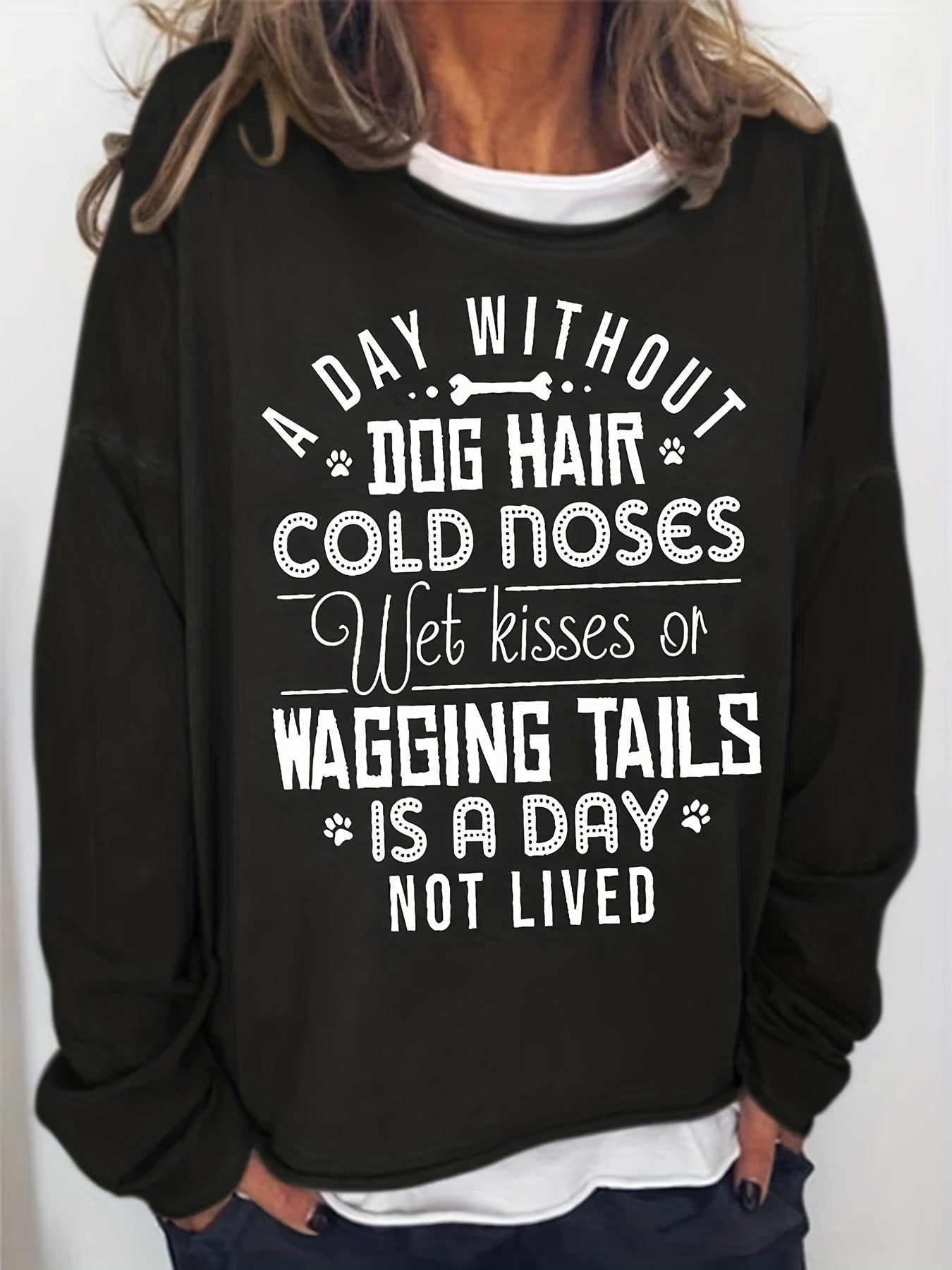 Letter Print Sweatshirt Women's Casual Long Sleeve Crew Neck