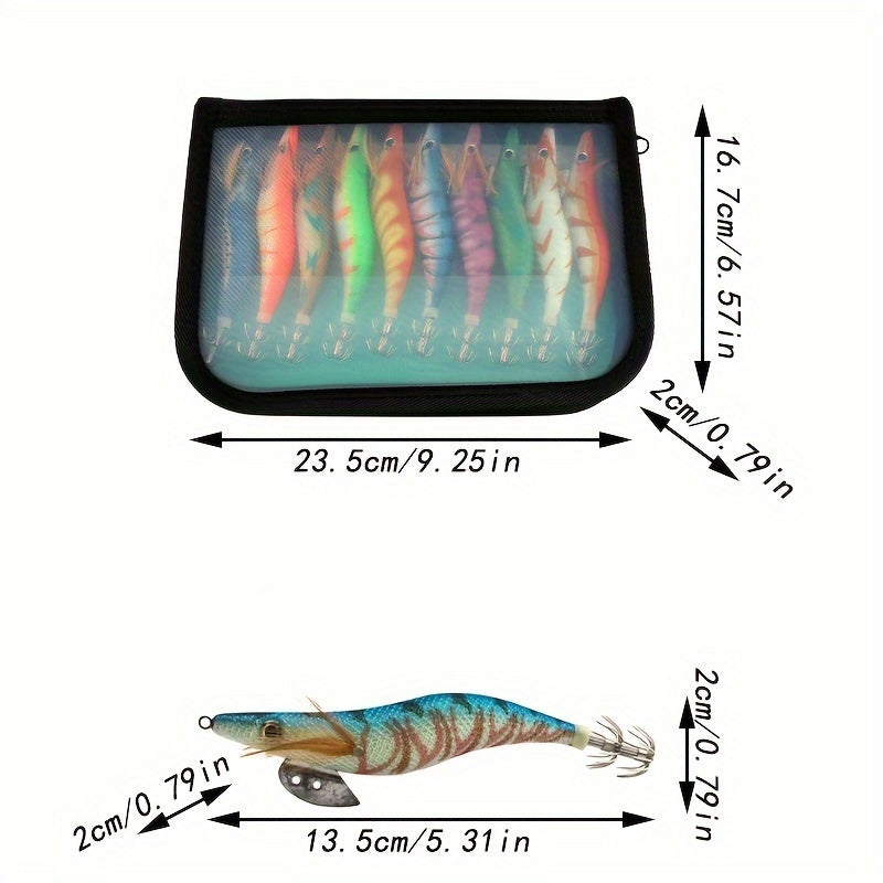 10pcs Squid Hook Set Bionic Fishing Lure Luminous Squid Jigs Sea Fishing Tackle
