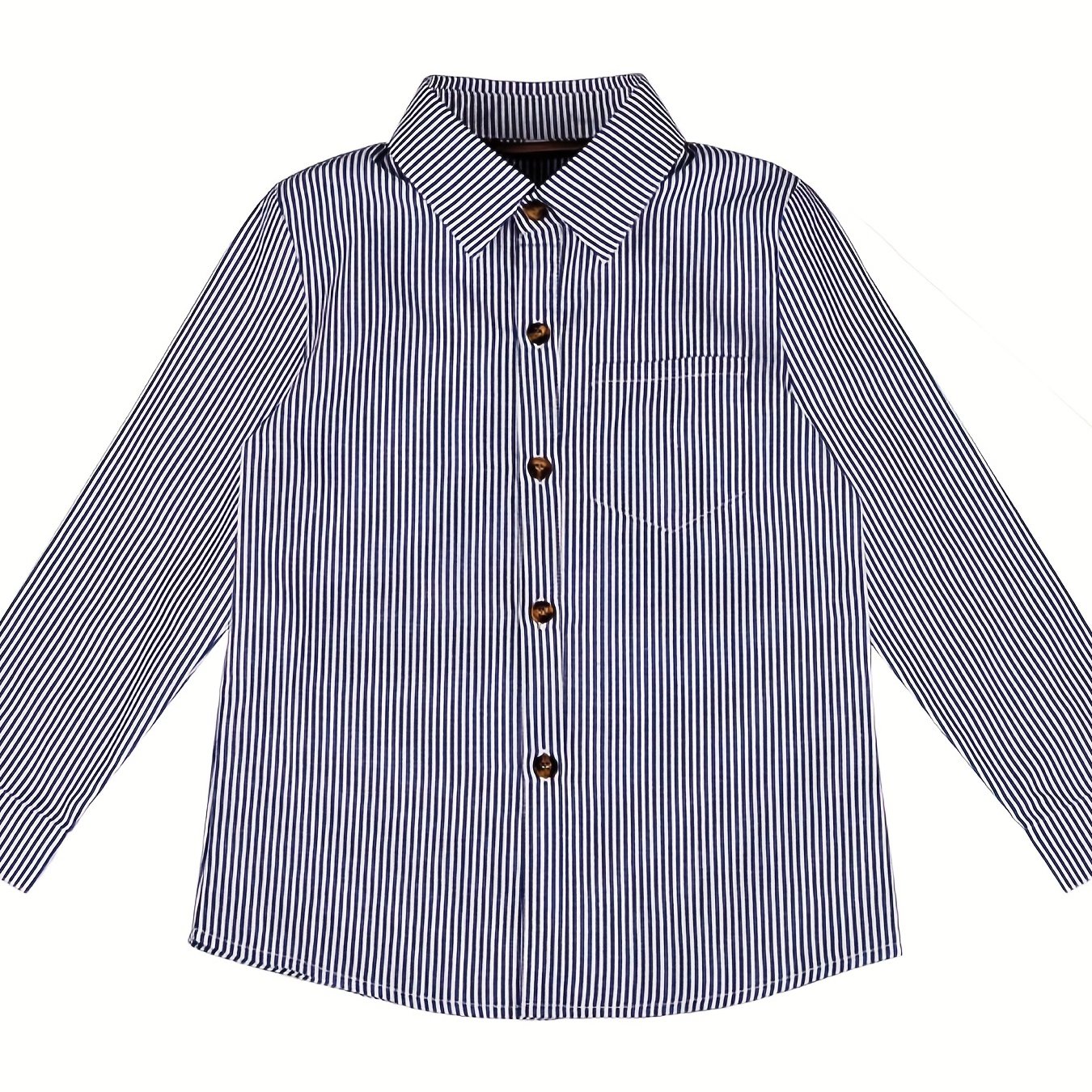 Boys Formal Top Shirt Long Sleeve Lapel Solid Color