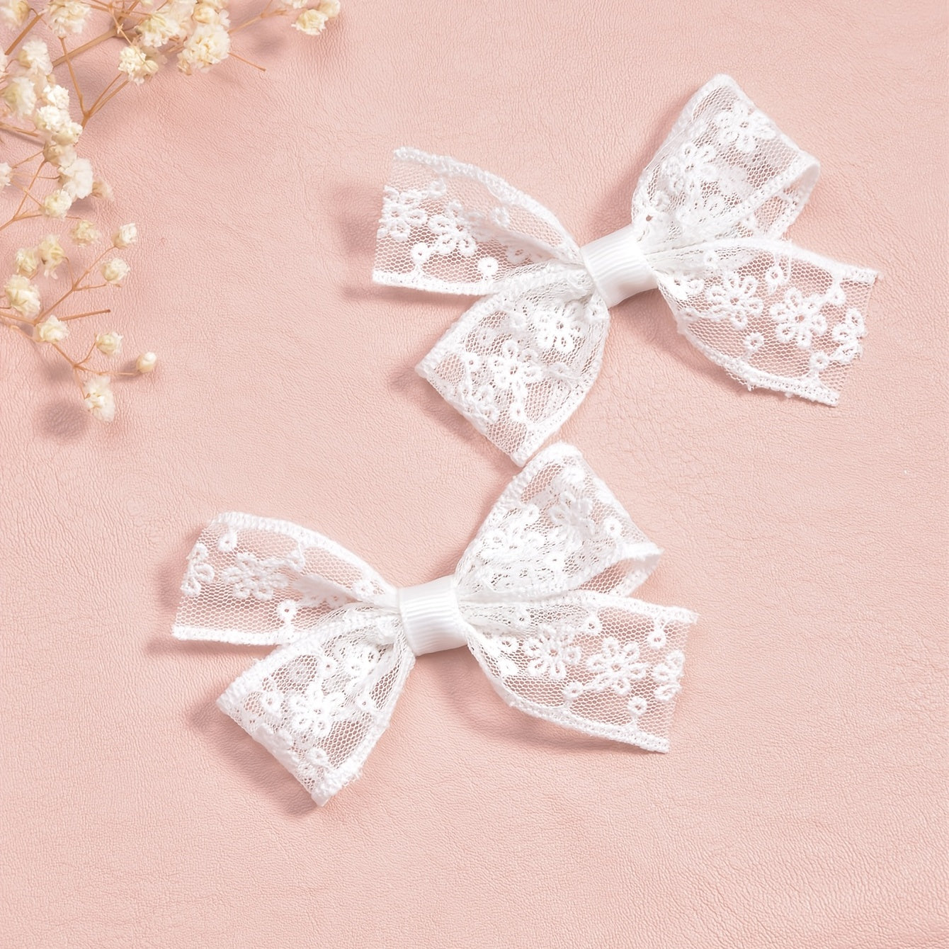 2pcs Girls Lace Bow Hair Clips Hair Accessories