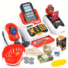 Kids Grocery Store Cash Register Toy Set with Fruit Vending Machine
