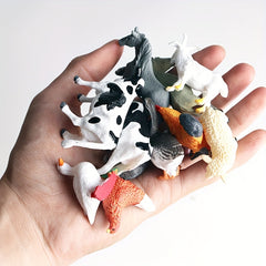 12pcs Mini Farm Animals Poultry Figures Model Education Toys