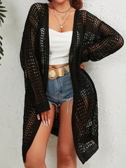 Casual Cardigan Women's Plus Solid Hollow Out Long Sleeve