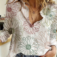 Floral Print Long Sleeve Button Up Top