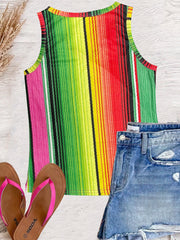 Floral Print V Neck Tank Top Casual Sleeveless Tank Top