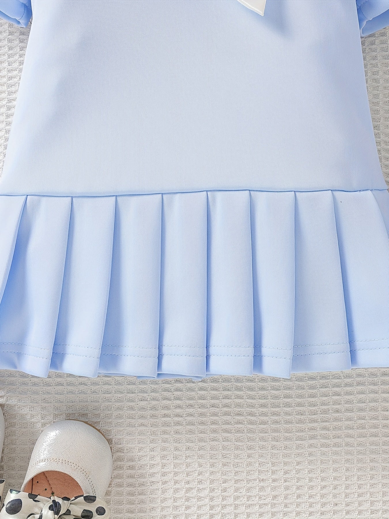 Baby Girls Block Bow Pleated Dress Princess Dress
