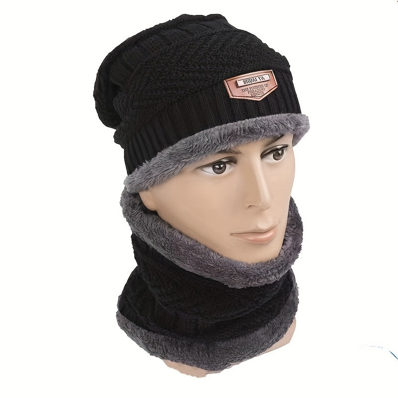 Winter Beanie Hat & Scarf Set Knitted Warm Thick Neck Gaiter Men Women