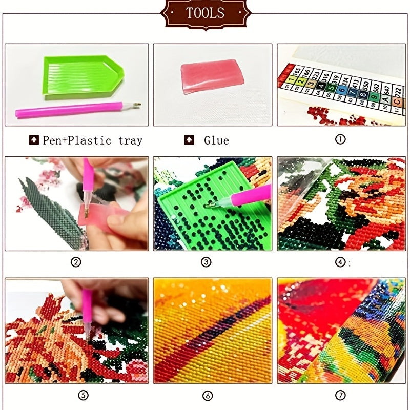 30X40cm Flower House DIY Diamond Painting Kit - Round Drill - Home Wall Decor