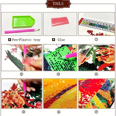 30X40cm Flower House DIY Diamond Painting Kit - Round Drill - Home Wall Decor