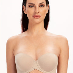 Seamless Strapless Bandeau Bra Stretch Underwire Solid Everyday Bra