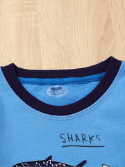 Boy's Cartoon Shark Graphic Sweatshirt for Fall Winter