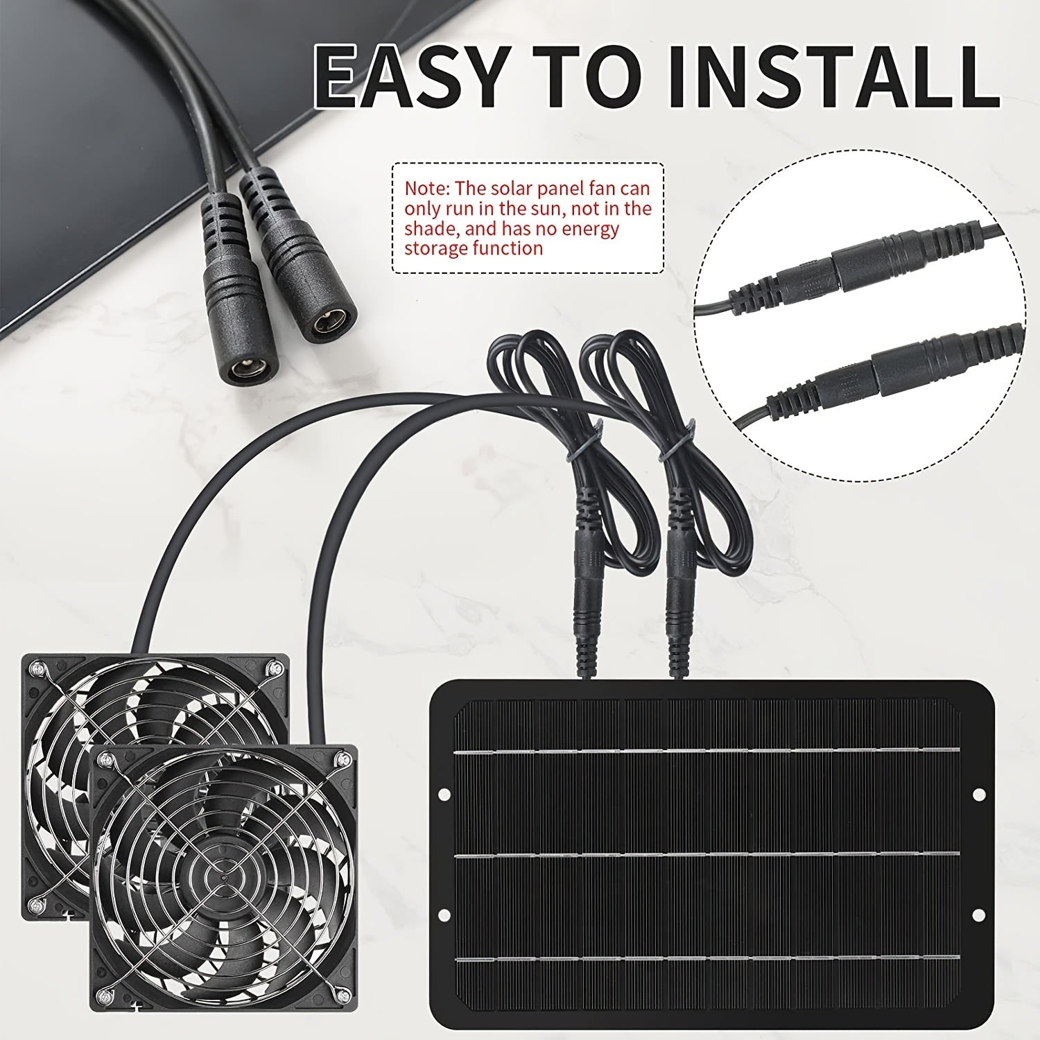 10W 12V Solar Panel Dual Fans Kit Portable Ventilation Fan Outdoor Waterproof