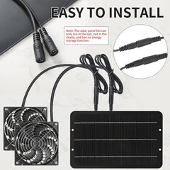 10W 12V Solar Panel Dual Fans Kit Portable Ventilation Fan Outdoor Waterproof