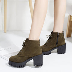 Chunky Heel Lace-up Ankle Boots Side Zip Oktoberfest Shoes