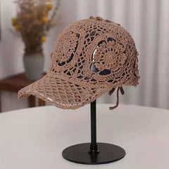 Hollow Out Baseball Cap Crochet Sun Hat Adjustable Dad Hats For Women