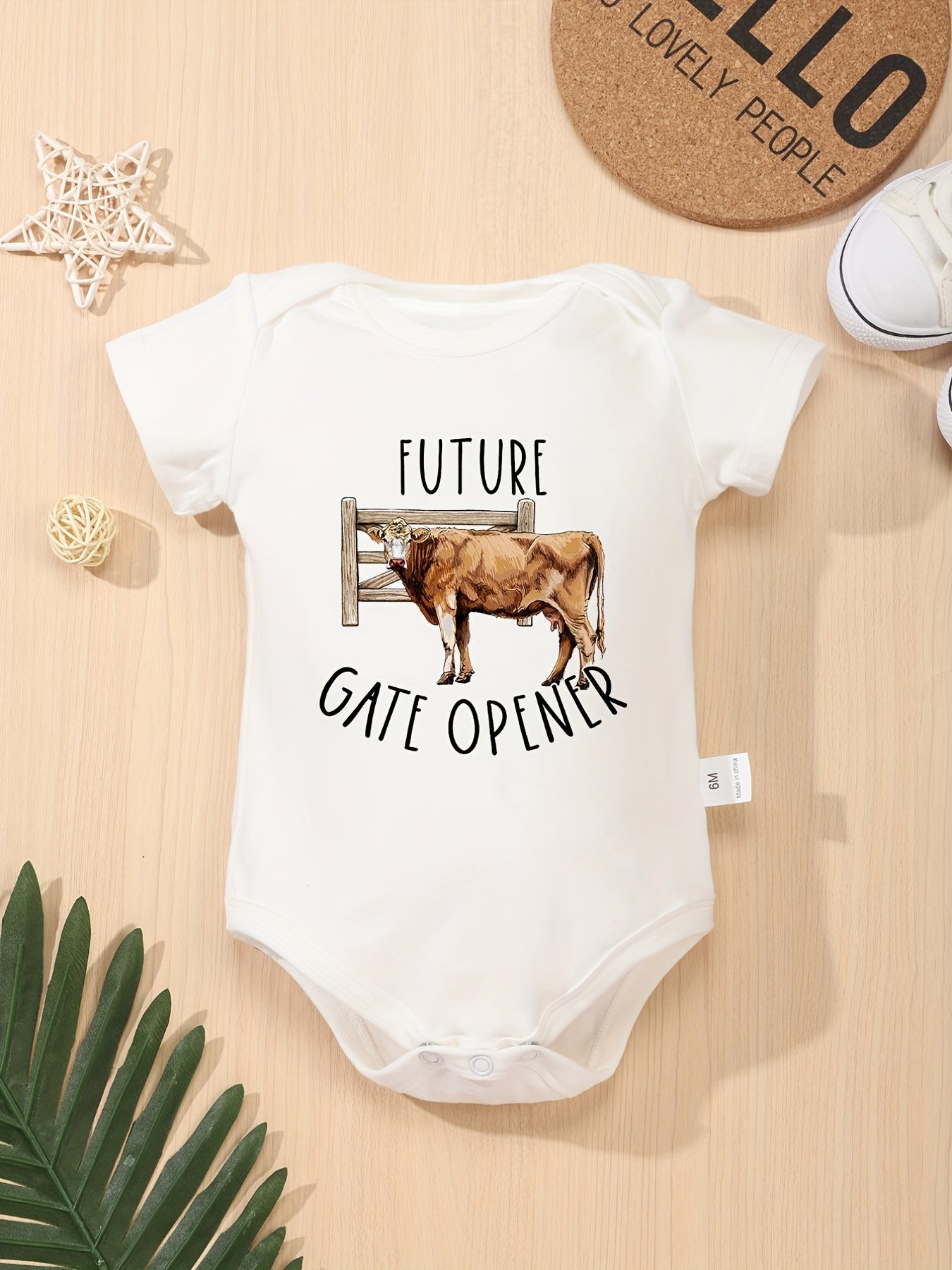 Cute Cartoon Pattern Baby Boys Short Sleeve Onesie