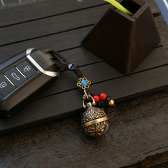 Brass Pixiu Bell Keychain Hollow Out Bell Lucky Decor