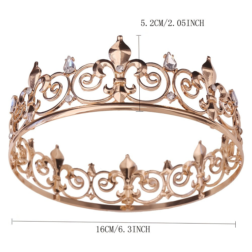 Royal Round Crown Metal Crowns And Tiaras For Cosplay Prom Party Decorations