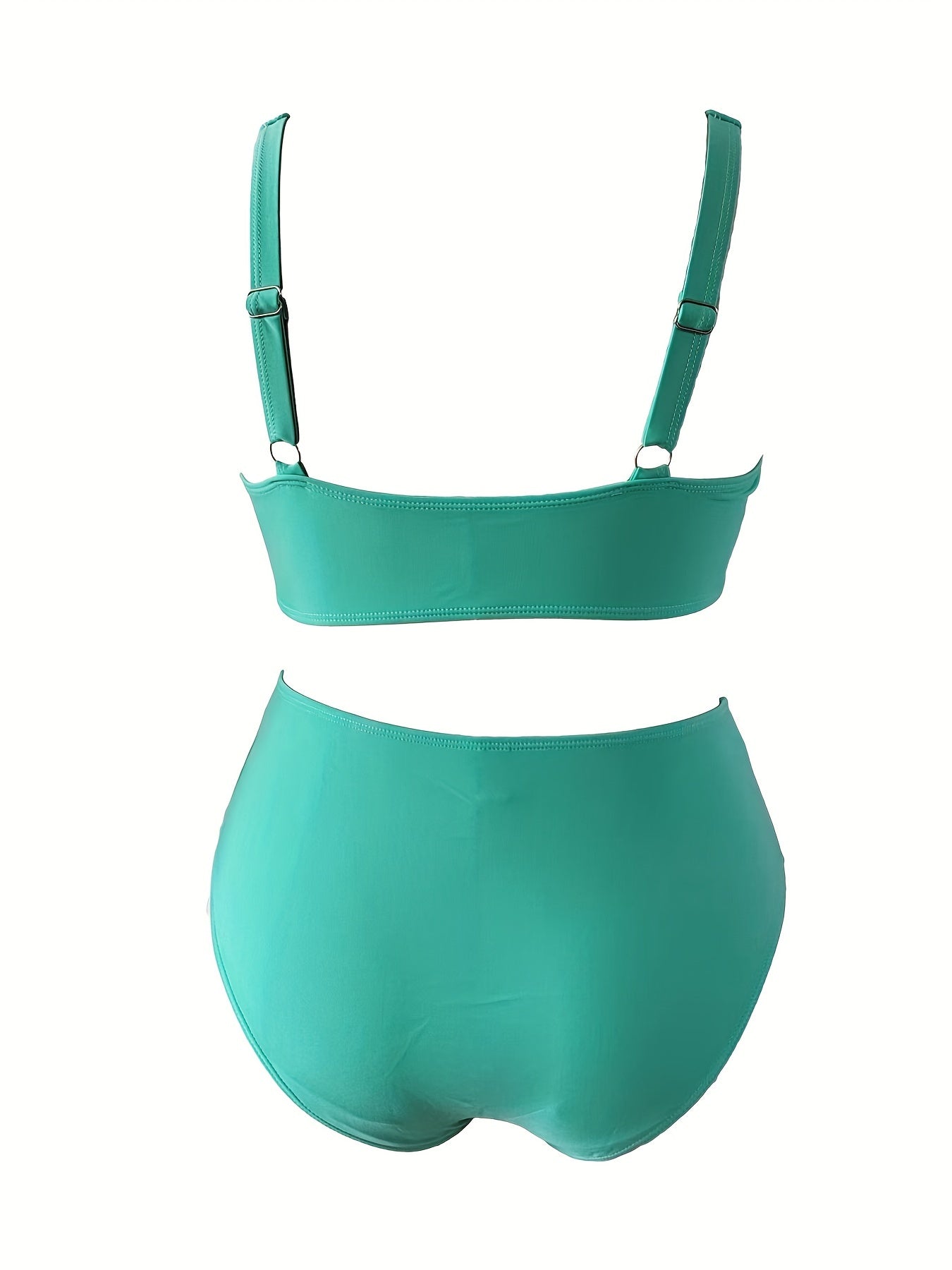 Basic Bikini Set Women's Plus Plain Round Neck Hight Stretch Bikini