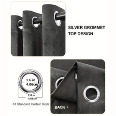 Blackout Velvet Curtains for Bedroom Living Room Soft Grommet Top