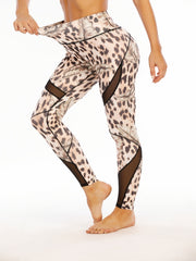 Leopard Yoga Leggings High Stretch Quick Drying Mesh Stitching Pants