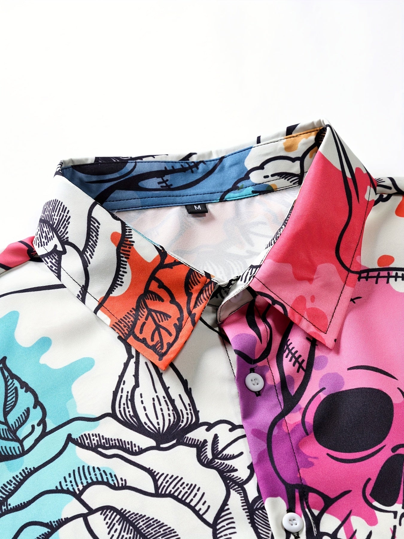 Skeleton And Rose Pattern Hawaiian Shirt