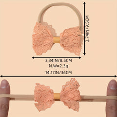 Headband For Baby Girls Soft Nylon Elastic Lace Bow Hair Bands