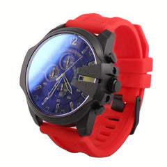 KUERST Large Dial Quartz Watch with Calendar and Soft Strap
