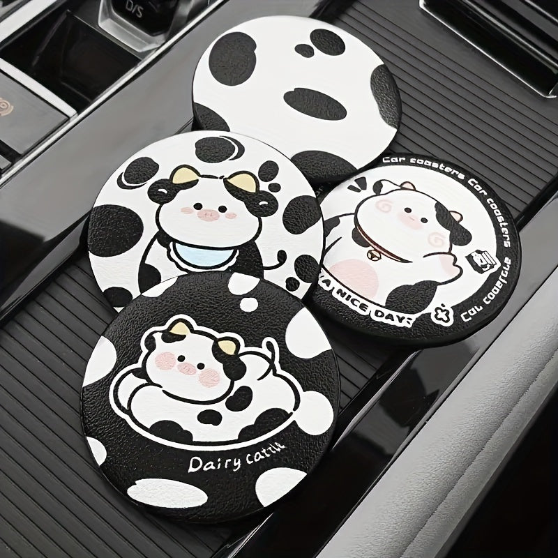 Cartoon Cow Coaster Car Cup Holder Anti Slip Coasters Heat Insulation Pad