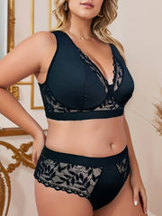 Contrast Lace V Neck Bra & Panty Set