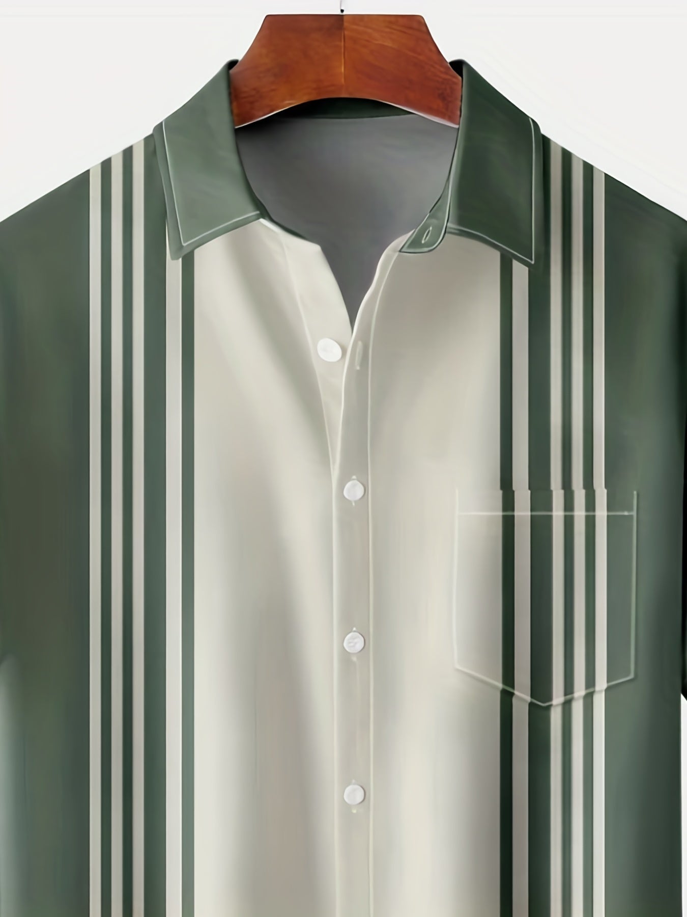 Stripe Print Short Sleeve Hawaiian Shirt Men's Vacation Resort Top